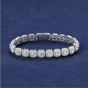 Clustered Moissanite Diamond Tennis Bracelet in Silver- 5mm